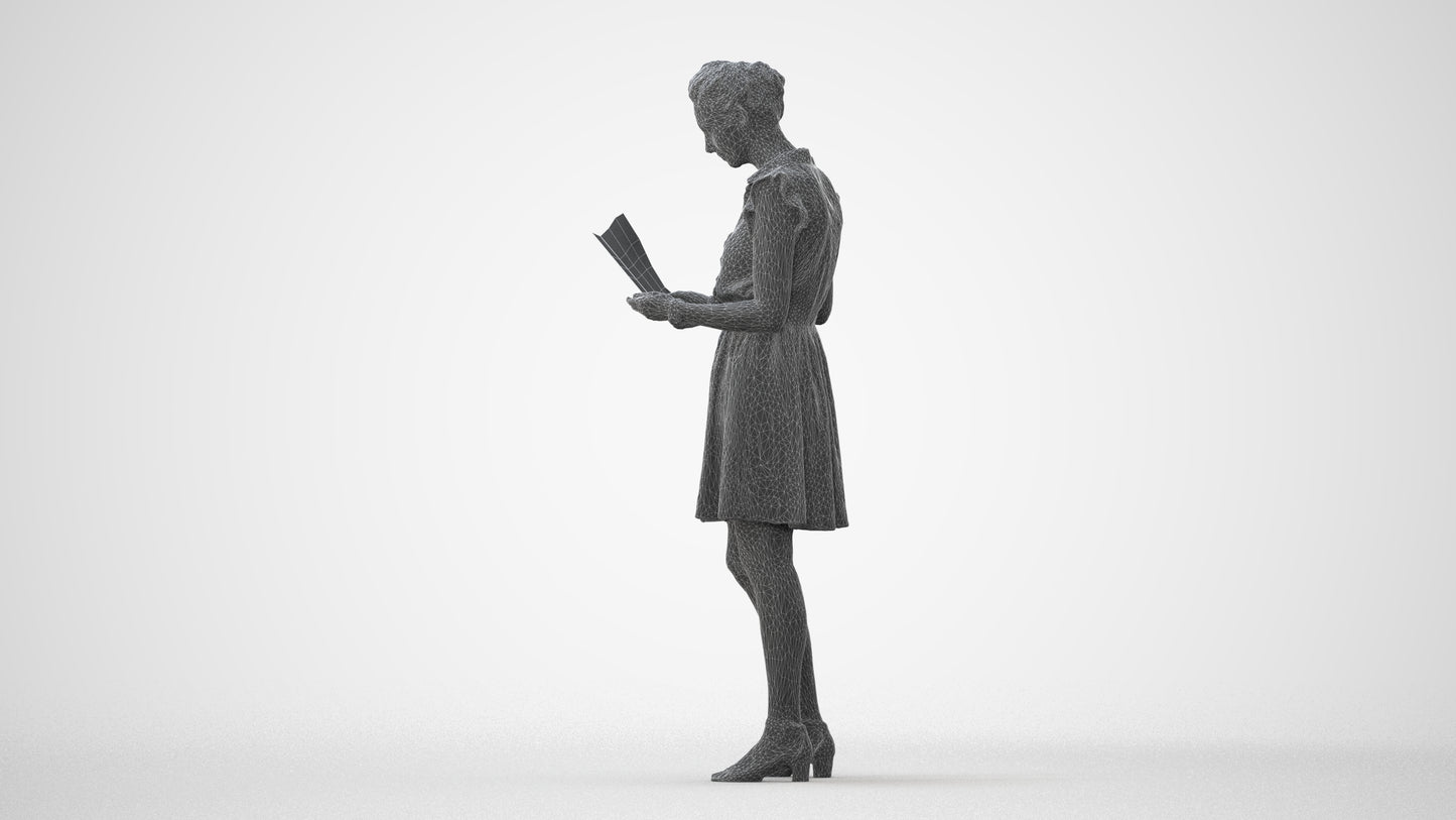 realistic 3D people woman casual standing, render-ready for V-Ray and Corona, FBX OBJ, square thumbnail