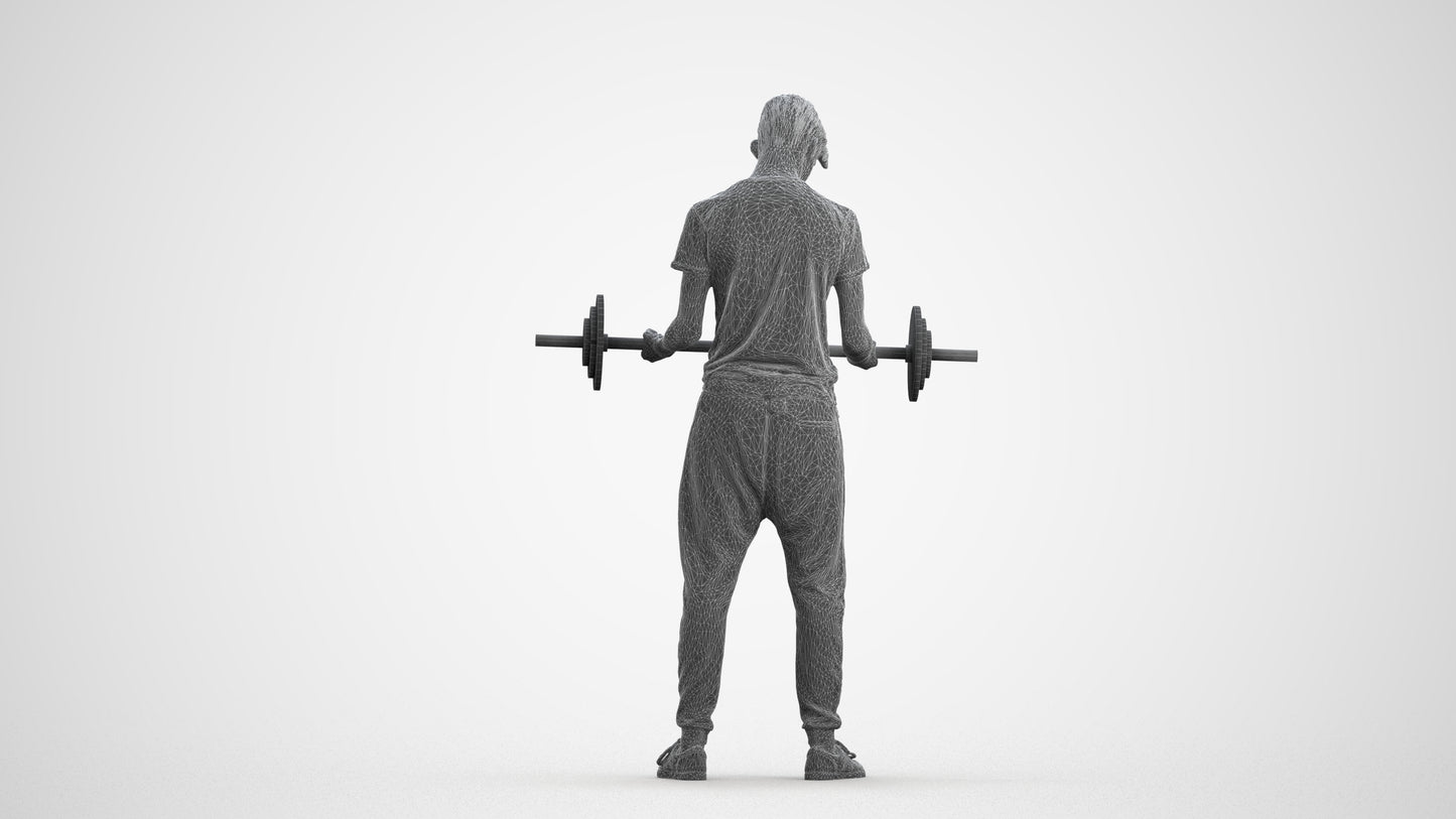 3D human model man sport, photogrammetry scanned person for archviz, wireframe front view