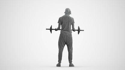 3D human model man sport, photogrammetry scanned person for archviz, wireframe front view