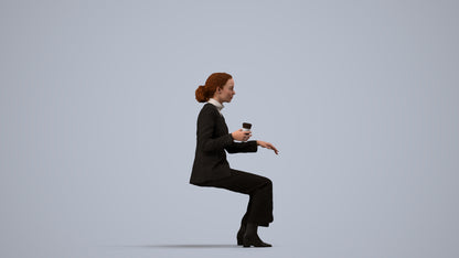 scanned 3D woman business, photogrammetry people for Enscape and V-Ray, side view render