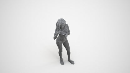realistic 3D people woman pool, render-ready for V-Ray and Corona, FBX OBJ, wireframe three-quarter view