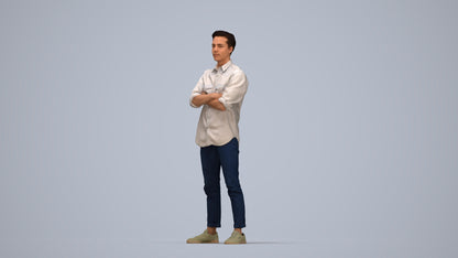 3D people model man casual standing, scanned human for 3ds Max rendering, top-down view render