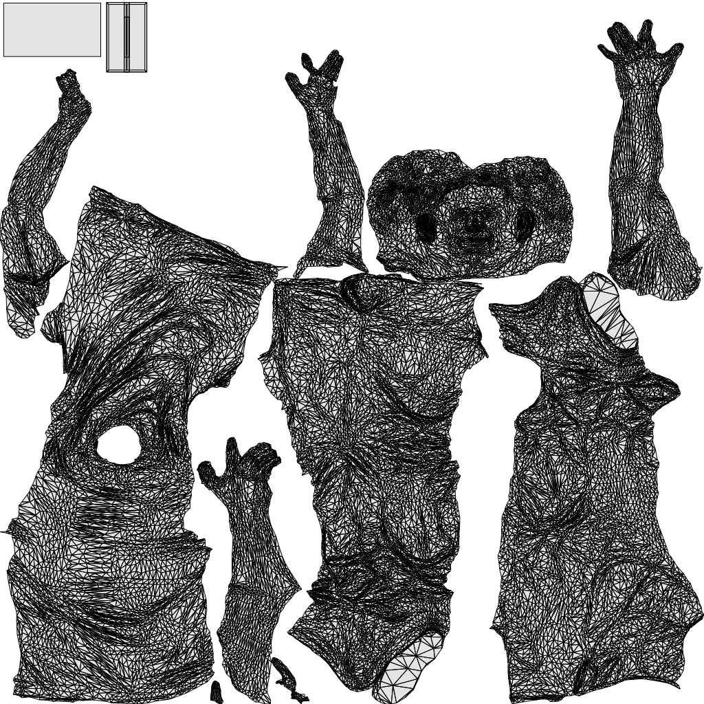 3D human model senior man casual standing, photogrammetry scanned person for archviz, wireframe top-down view