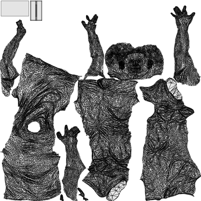 3D human model senior man casual standing, photogrammetry scanned person for archviz, wireframe top-down view