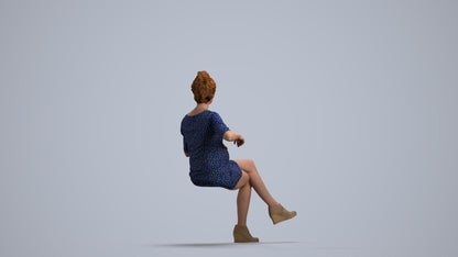 3D scanned woman sitting casual, photorealistic archviz people for Enscape and SketchUp, front view render