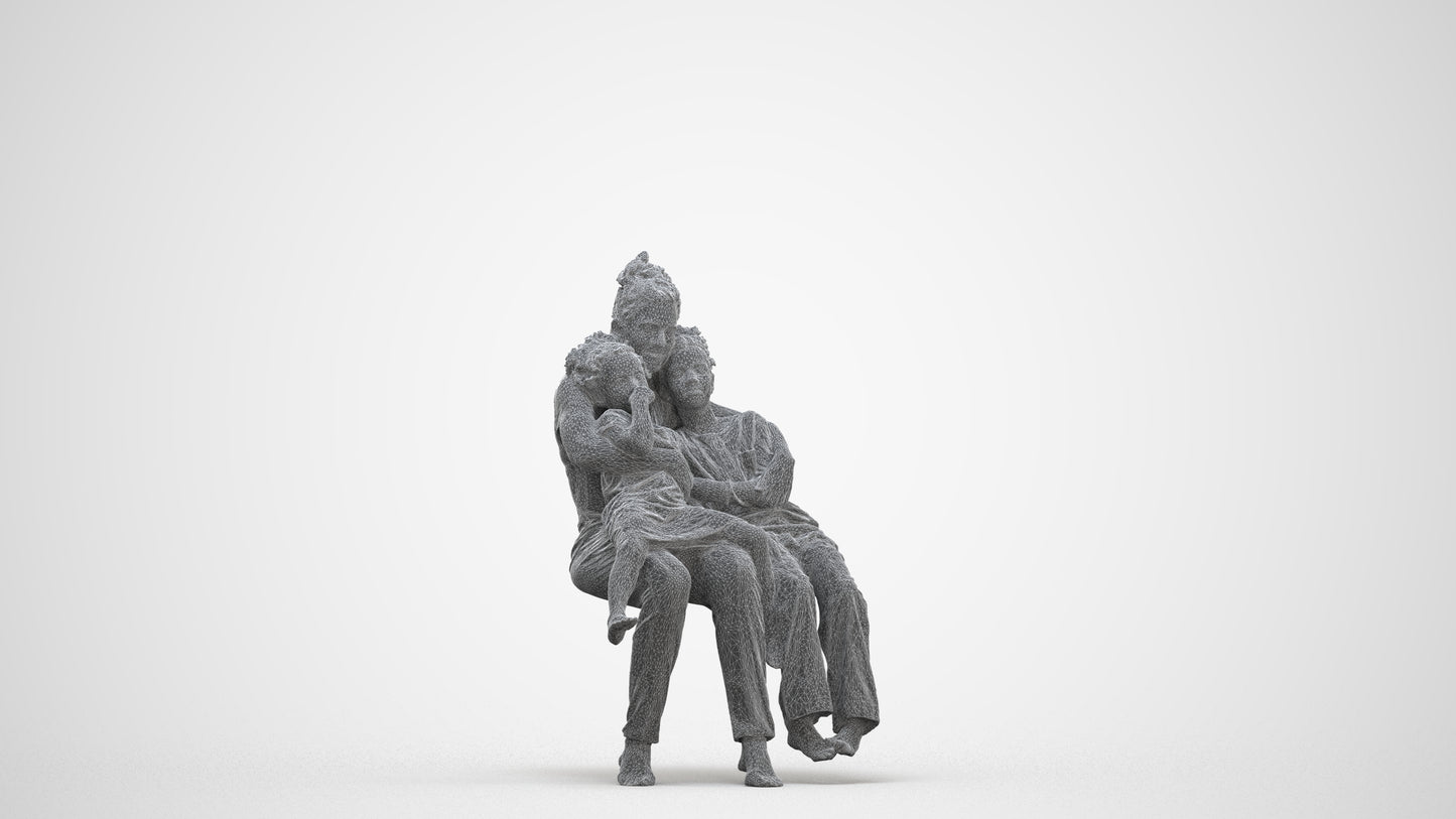 realistic 3D human girl kids, archviz people FBX OBJ for Blender, three-quarter front view render