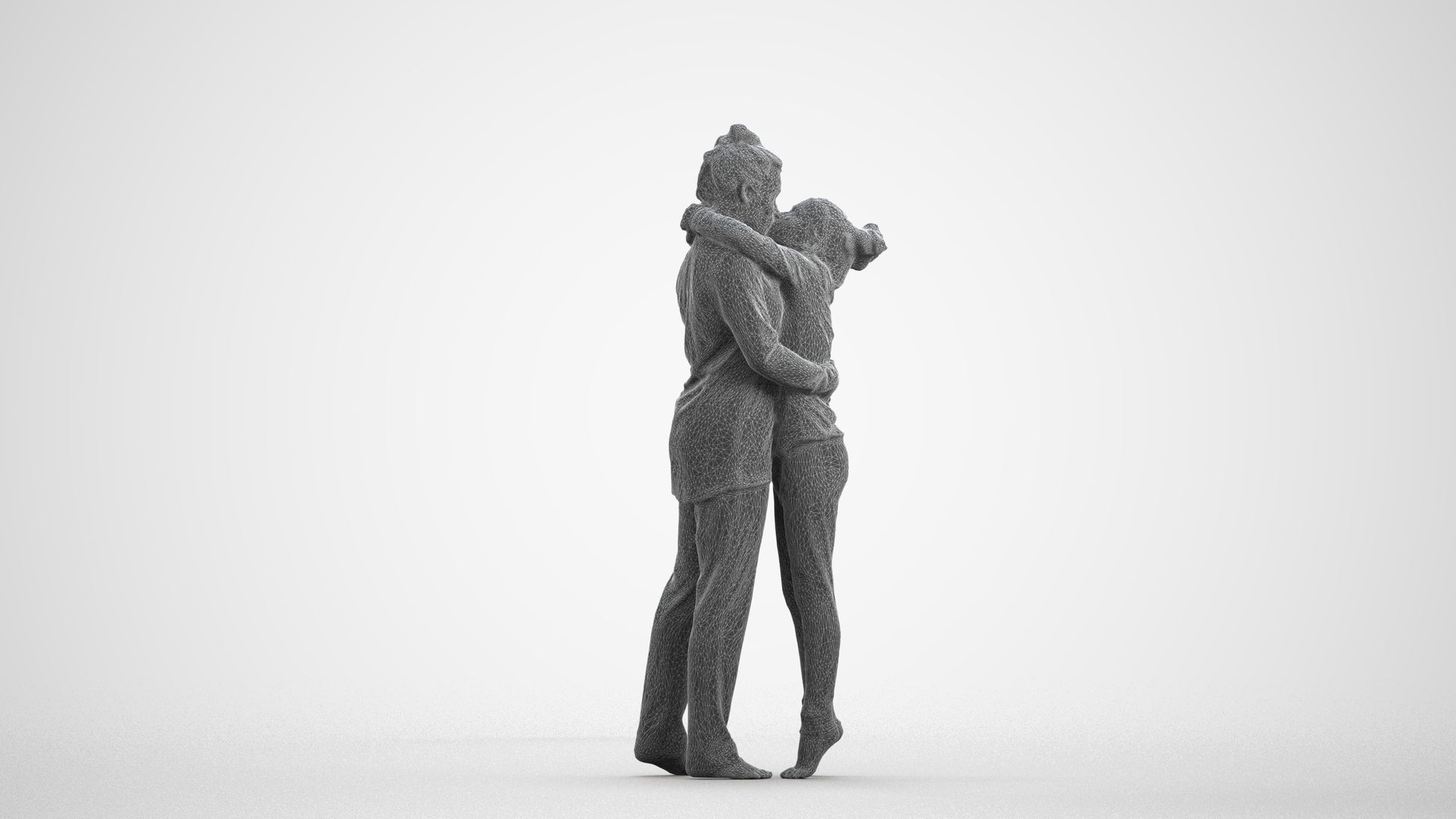 3D human model girl kids, photogrammetry scanned person for archviz, wireframe front view