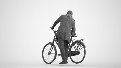 photogrammetry 3D man casual cycling, realistic human model archviz FBX, wireframe front view