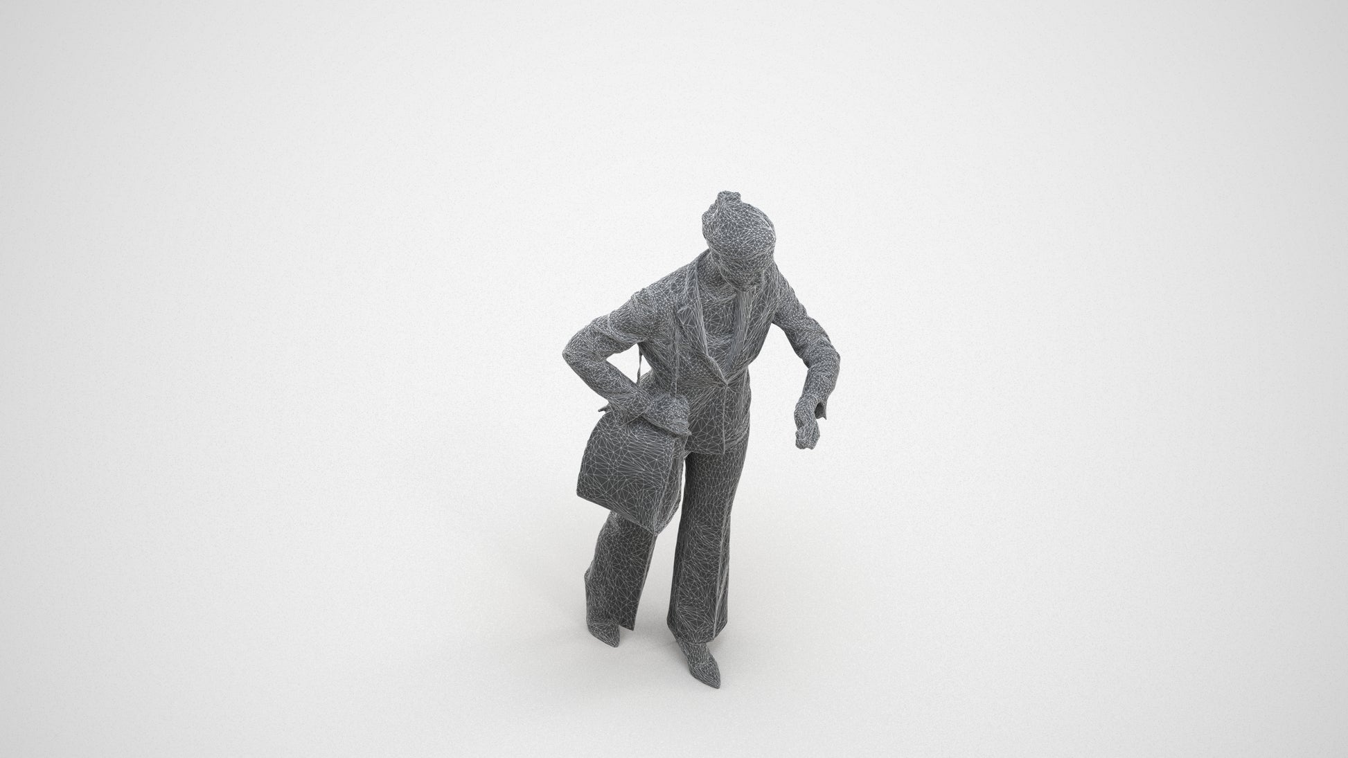 realistic 3D people woman business mix, render-ready for V-Ray and Corona, FBX OBJ, wireframe three-quarter view