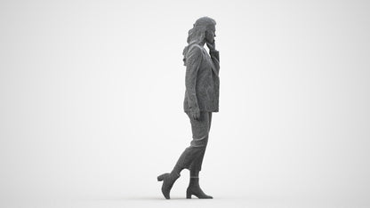 3D scanned woman business, photorealistic archviz people for Enscape and SketchUp, wireframe side view