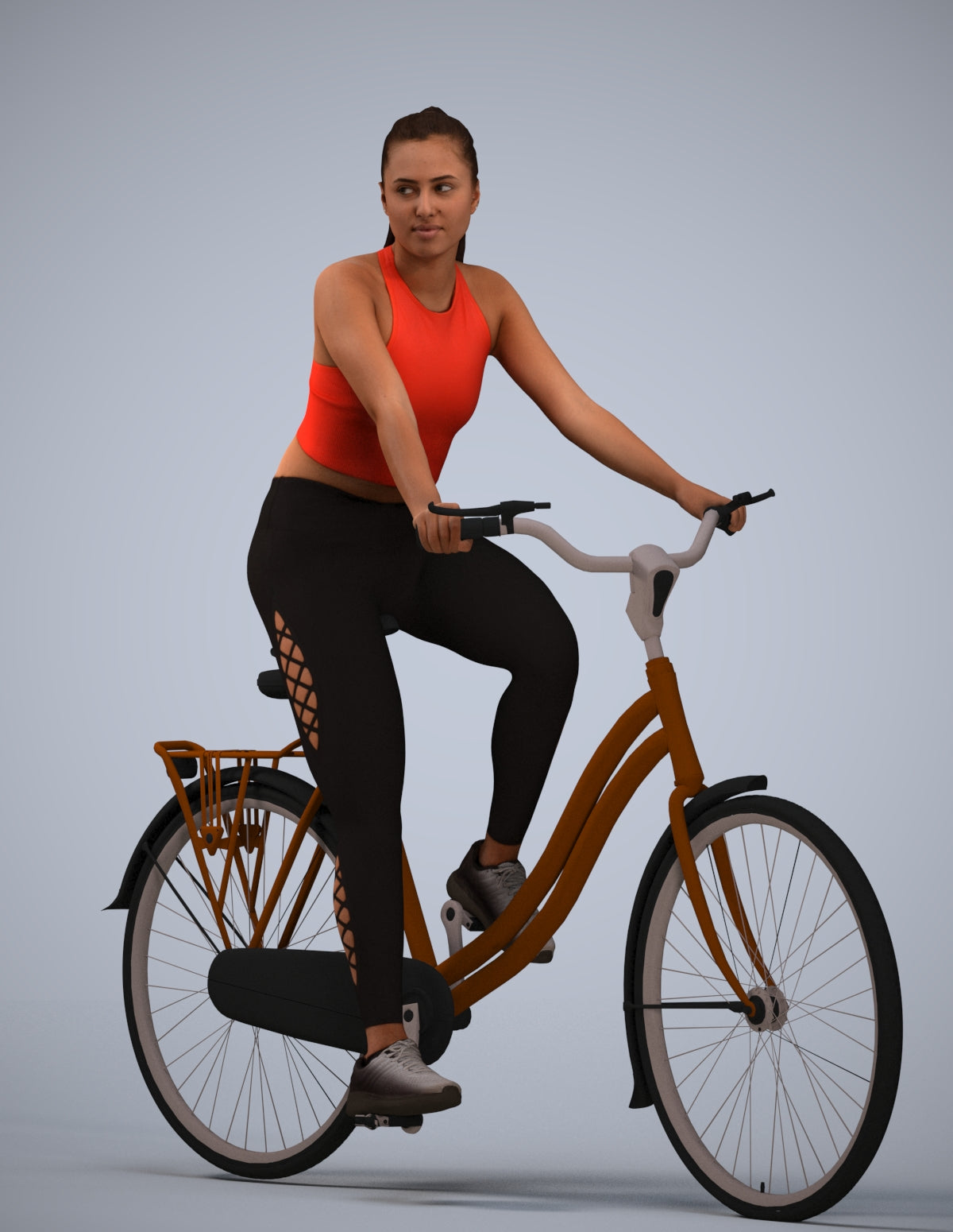 realistic 3D people woman sport cycling, render-ready for V-Ray and Corona, FBX OBJ