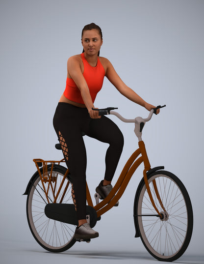 realistic 3D people woman sport cycling, render-ready for V-Ray and Corona, FBX OBJ