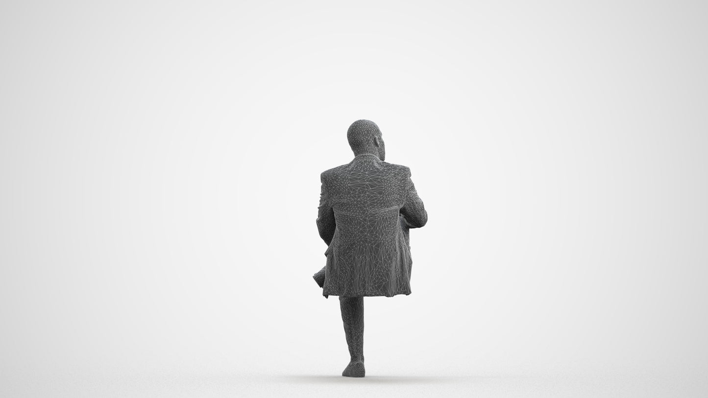 3D people model man business, scanned human for 3ds Max rendering, wireframe front view