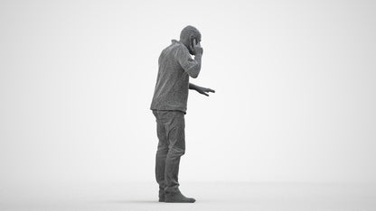 realistic 3D people senior man casual standing, render-ready for V-Ray and Corona, FBX OBJ, wireframe side view