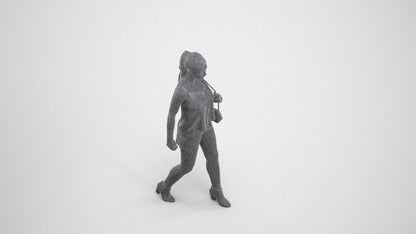 realistic 3D people girl casual walking, render-ready for V-Ray and Corona, FBX OBJ, wireframe three-quarter view