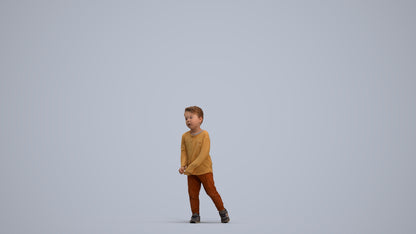 3D people model boy casual kids, scanned human for 3ds Max rendering, standing pose render
