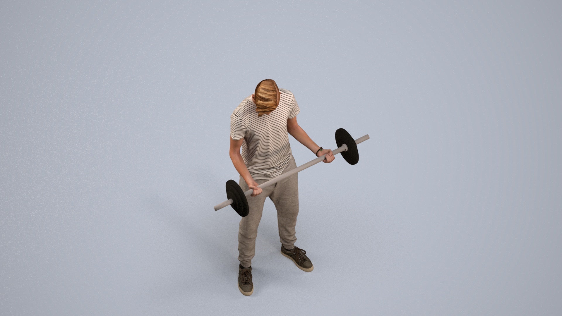 3D human model man sport, photogrammetry scanned person for archviz, back view render