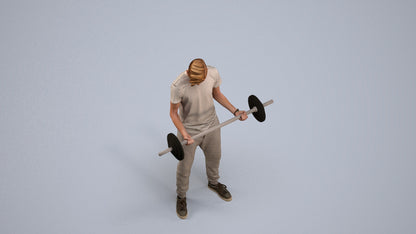 3D human model man sport, photogrammetry scanned person for archviz, back view render