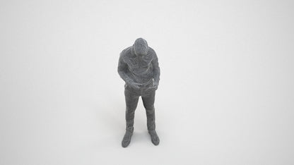3D human model boy business kids, photogrammetry scanned person for archviz, wireframe three-quarter view