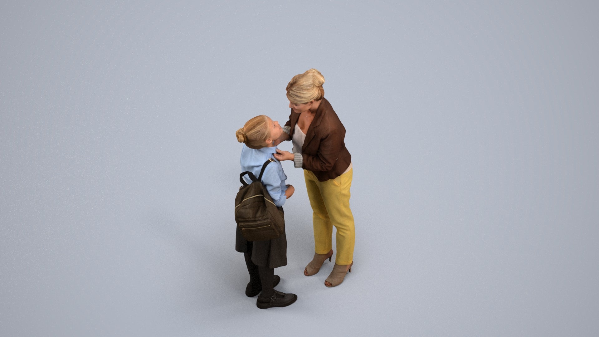 3D scanned girl kids casual, photorealistic archviz people for Enscape and SketchUp, back view render