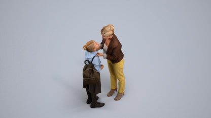 3D scanned girl kids casual, photorealistic archviz people for Enscape and SketchUp, back view render