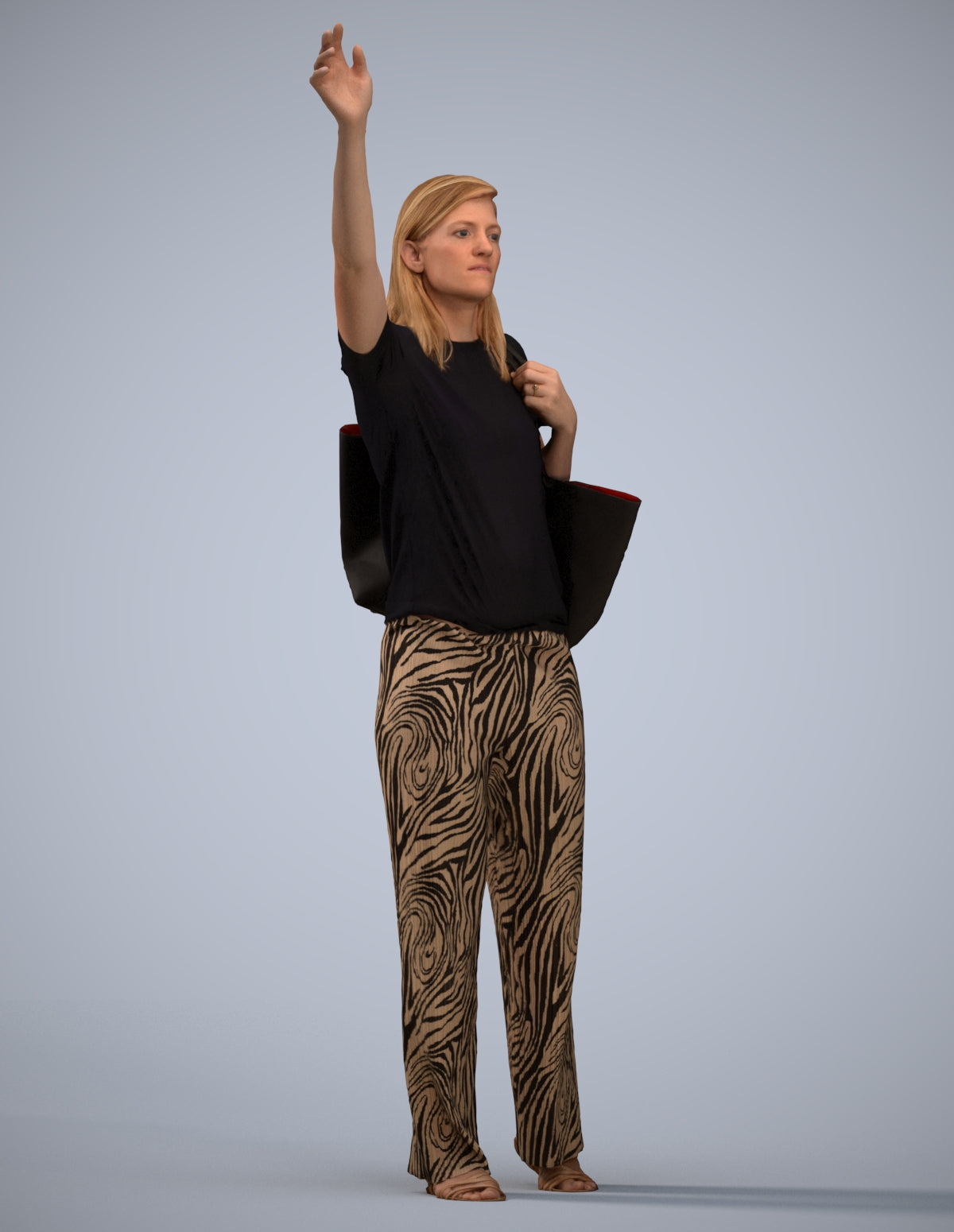3D scanned woman standing casual, photorealistic archviz people for Enscape and SketchUp