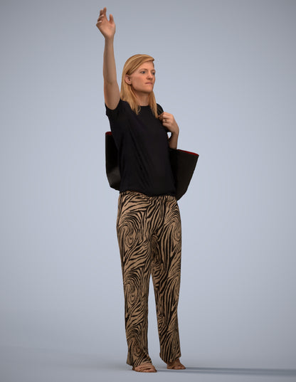 3D scanned woman standing casual, photorealistic archviz people for Enscape and SketchUp