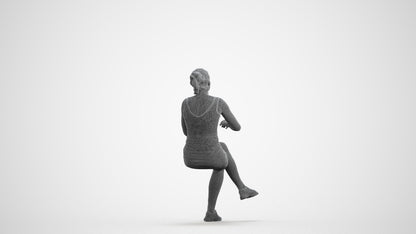 3D people model girl casual kids, scanned human for 3ds Max rendering, wireframe front view