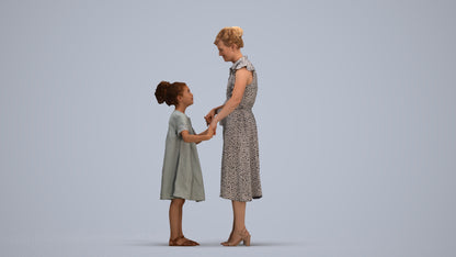 realistic 3D girl casual kids, scanned archviz people for Blender and 3ds Max, standing pose render