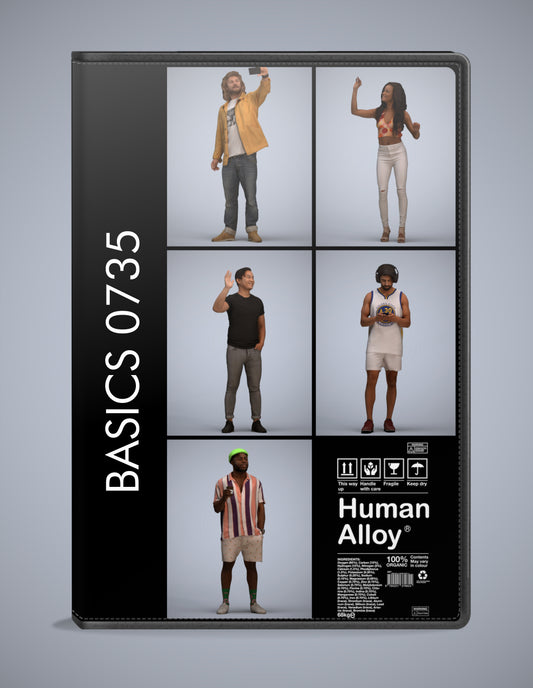 photogrammetry 3D people standing collection, 5 realistic human models archviz FBX