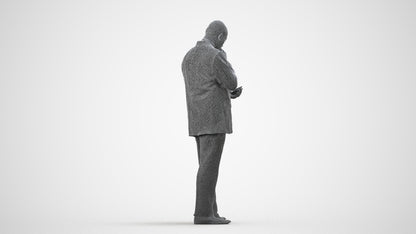 photogrammetry 3D man business, realistic human model archviz FBX, wireframe side view