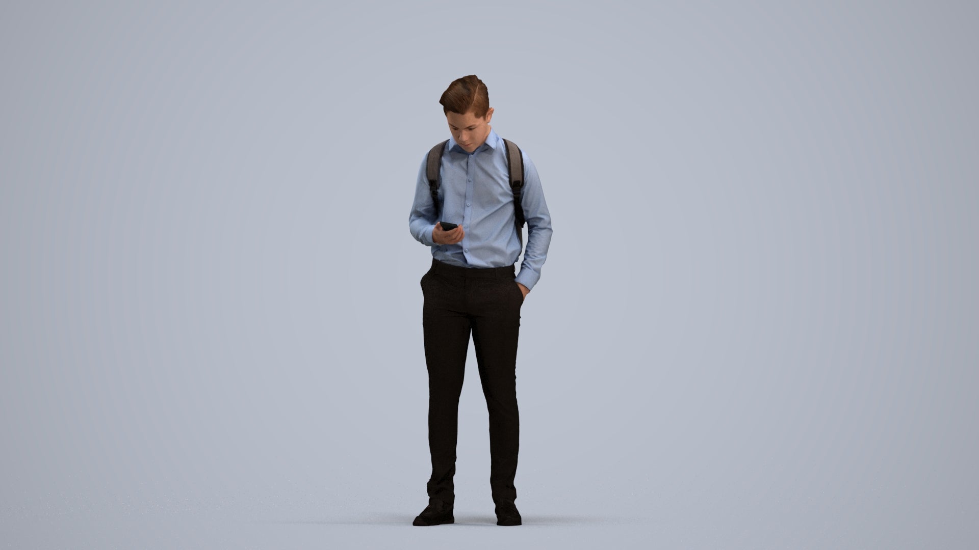 3D people model boy kids, scanned human for 3ds Max rendering, standing pose render