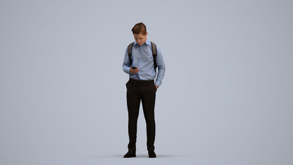 3D people model boy kids, scanned human for 3ds Max rendering, standing pose render