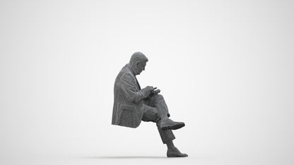 realistic 3D human senior man business, archviz people FBX OBJ for Blender, wireframe side view