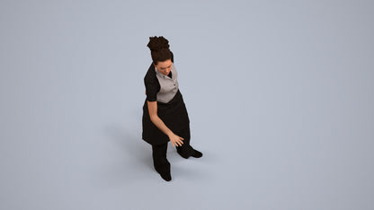 realistic 3D people woman hospitality, render-ready for V-Ray and Corona, FBX OBJ, back view render
