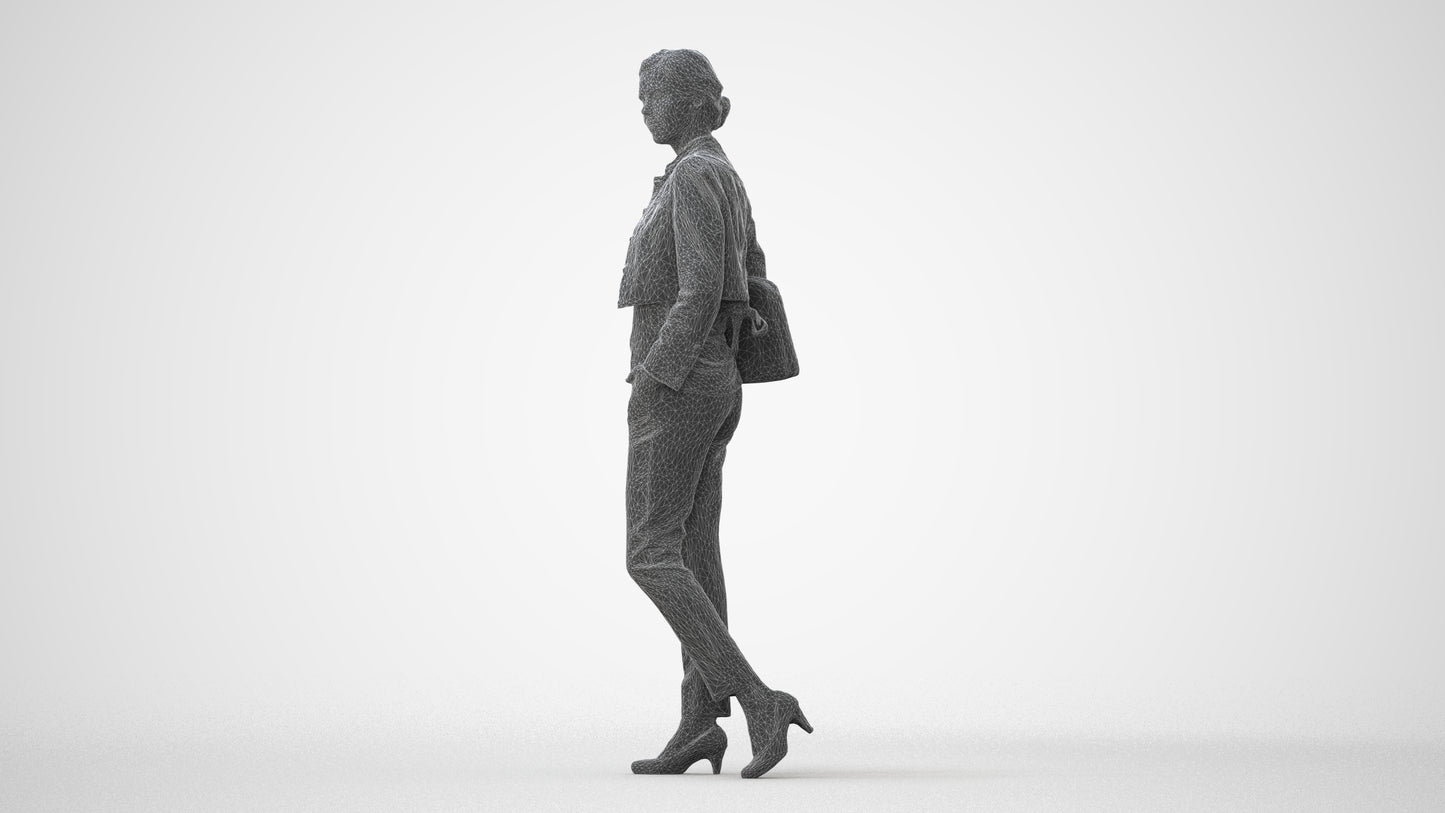 scanned 3D woman casual standing, photogrammetry people for Enscape and V-Ray, square thumbnail