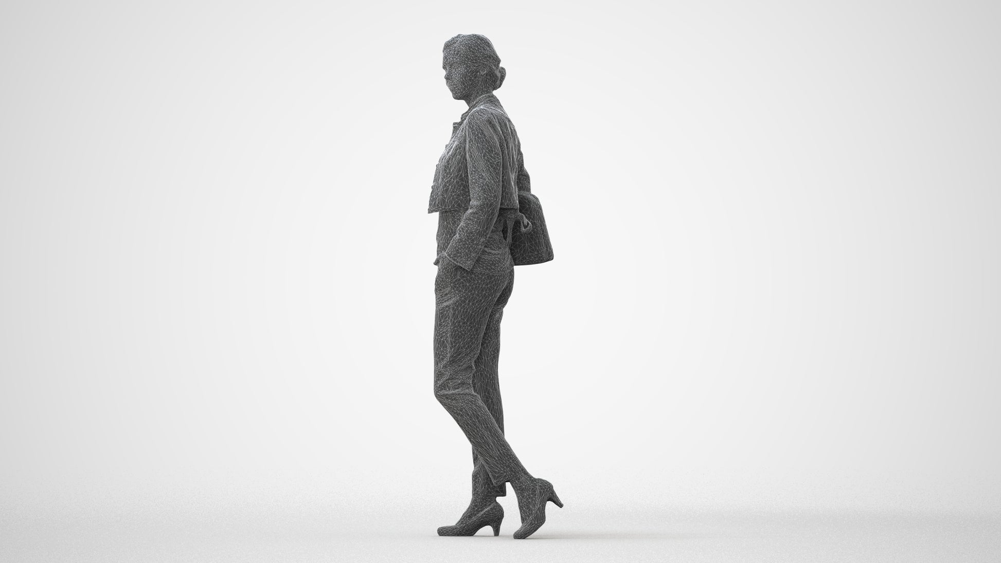 scanned 3D woman casual standing, photogrammetry people for Enscape and V-Ray, square thumbnail