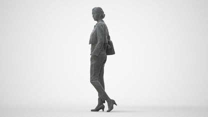 scanned 3D woman casual standing, photogrammetry people for Enscape and V-Ray, square thumbnail
