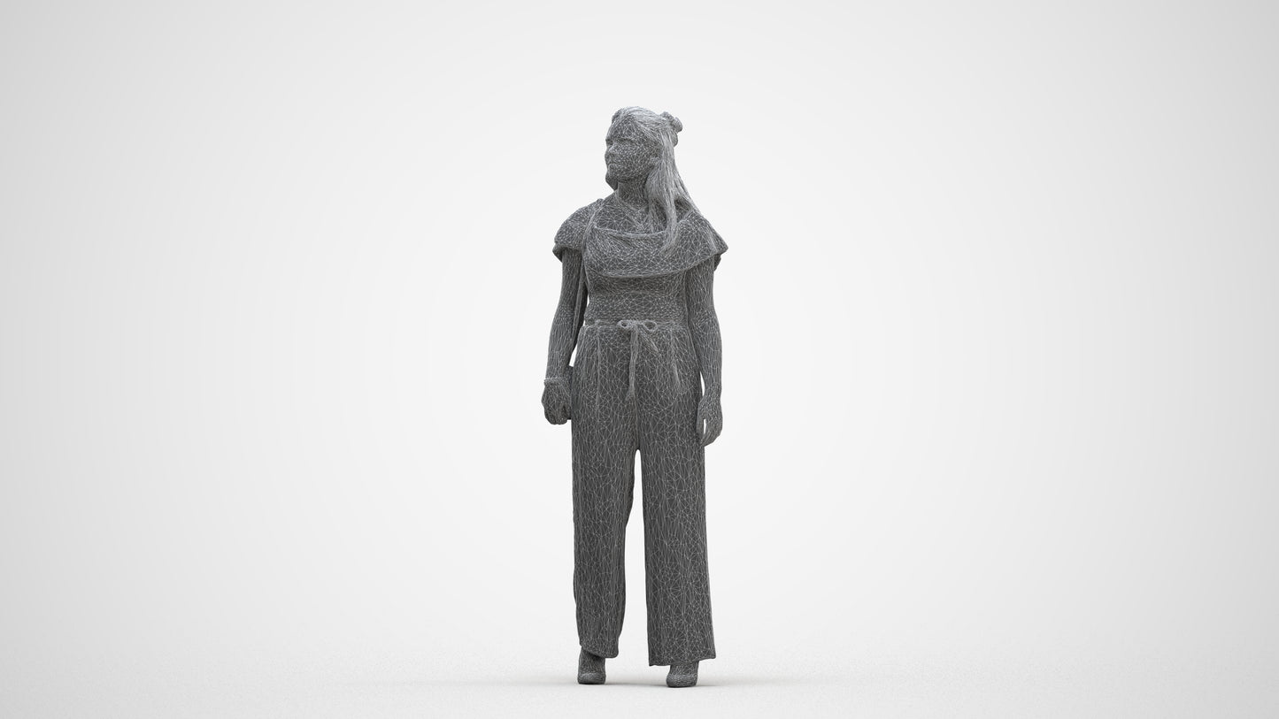 3D people model woman casual walking, scanned human for 3ds Max rendering, three-quarter front view render
