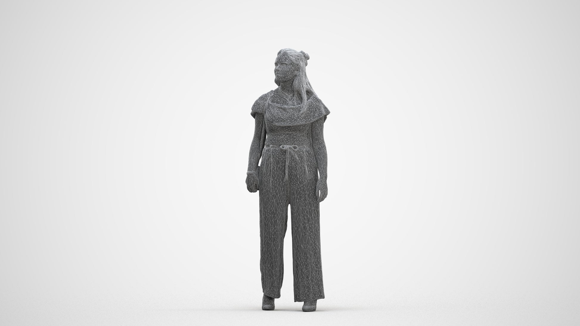 3D people model woman casual walking, scanned human for 3ds Max rendering, three-quarter front view render