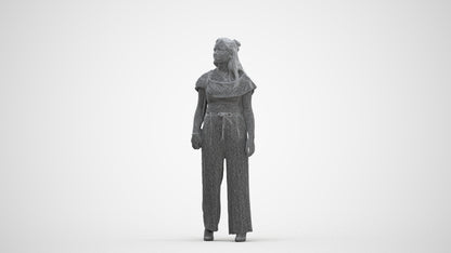 3D people model woman casual walking, scanned human for 3ds Max rendering, three-quarter front view render