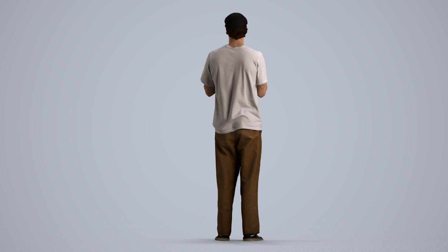 scanned 3D man casual standing, photogrammetry people for Enscape and V-Ray, front view render