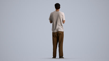 scanned 3D man casual standing, photogrammetry people for Enscape and V-Ray, front view render