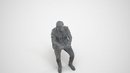 scanned 3D man business, photogrammetry people for Enscape and V-Ray, wireframe three-quarter view