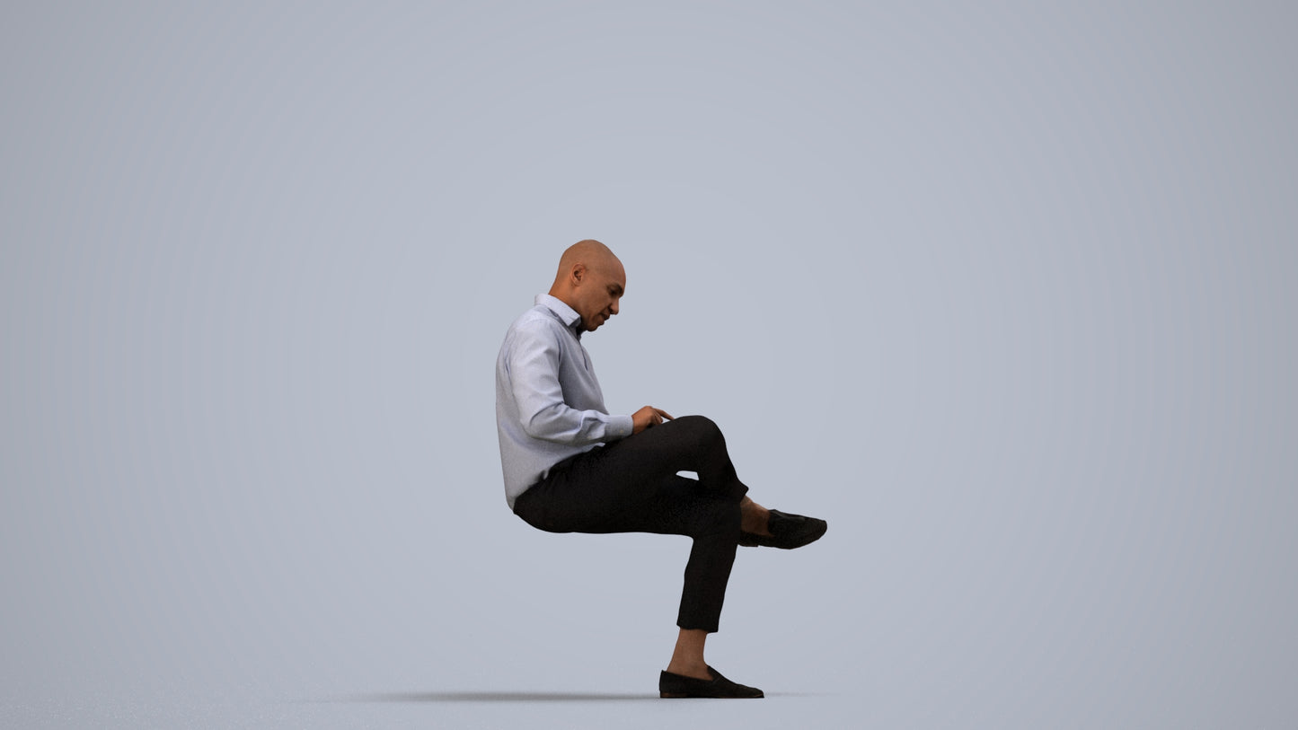 photogrammetry 3D man business kids, realistic human model archviz FBX, side view render