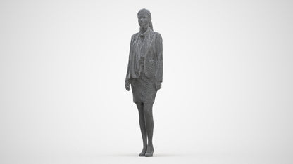 realistic 3D human woman business, archviz people FBX OBJ for Blender, three-quarter front view render