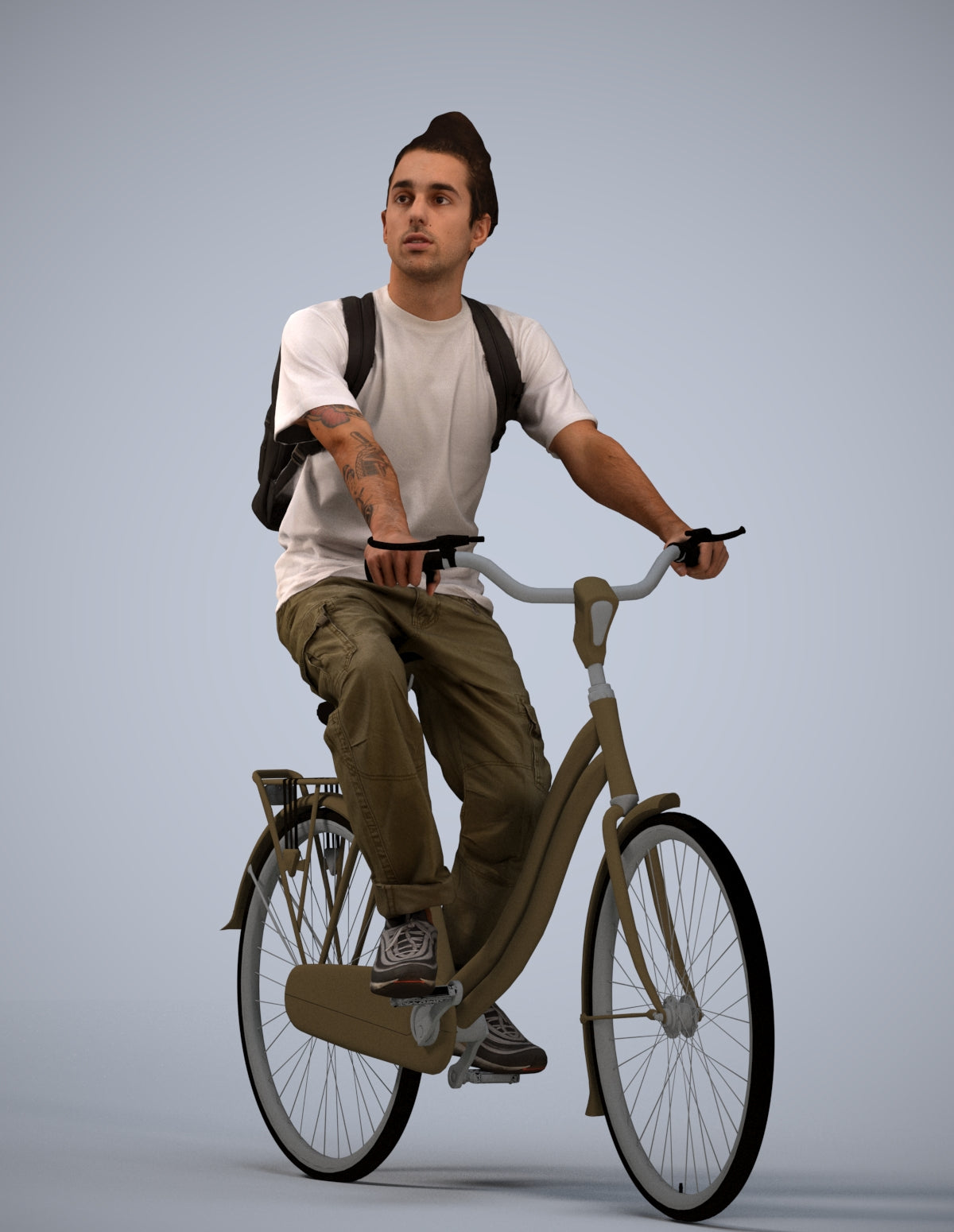 photogrammetry 3D man casual cycling, realistic human model archviz FBX