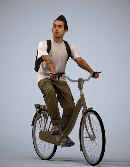 photogrammetry 3D man casual cycling, realistic human model archviz FBX