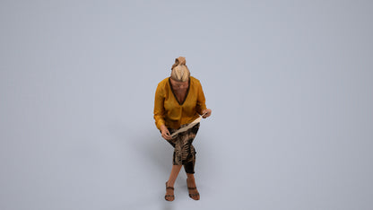 3D people model woman casual sitting, scanned human for 3ds Max rendering, back view render