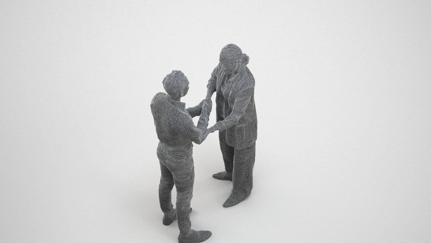 scanned 3D woman business, photogrammetry people for Enscape and V-Ray, wireframe three-quarter view
